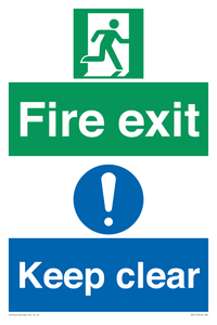 Fire exit Keep clear dual sign
